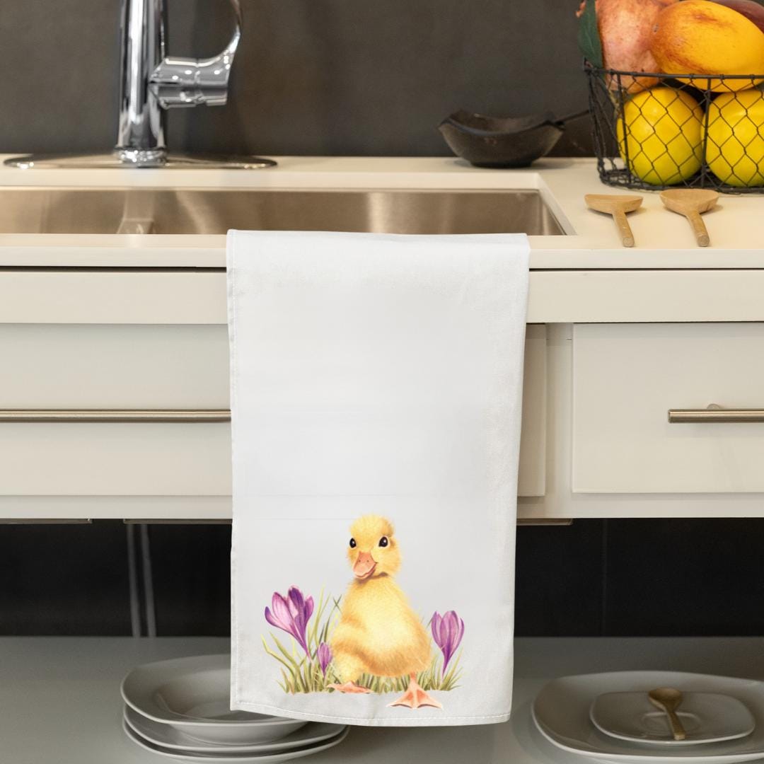 Spring Duck Tea Towel – Watercolor Duckling Flour Sack Towel – Easter Kitchen Decor – Farmhouse Hostess Gift – Spring Home Accent