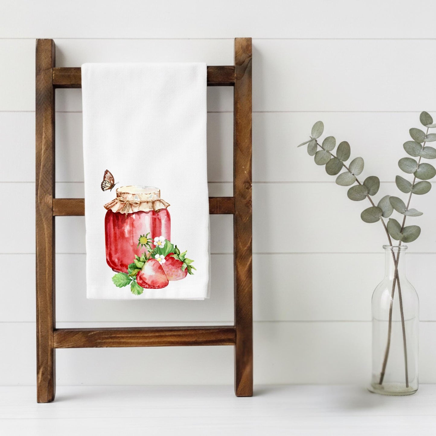 Kitchen Towel – Farmhouse Kitchen Decor – Strawberry Jam Jar Towel – Flour Sack Tea Towel – Housewarming Gift