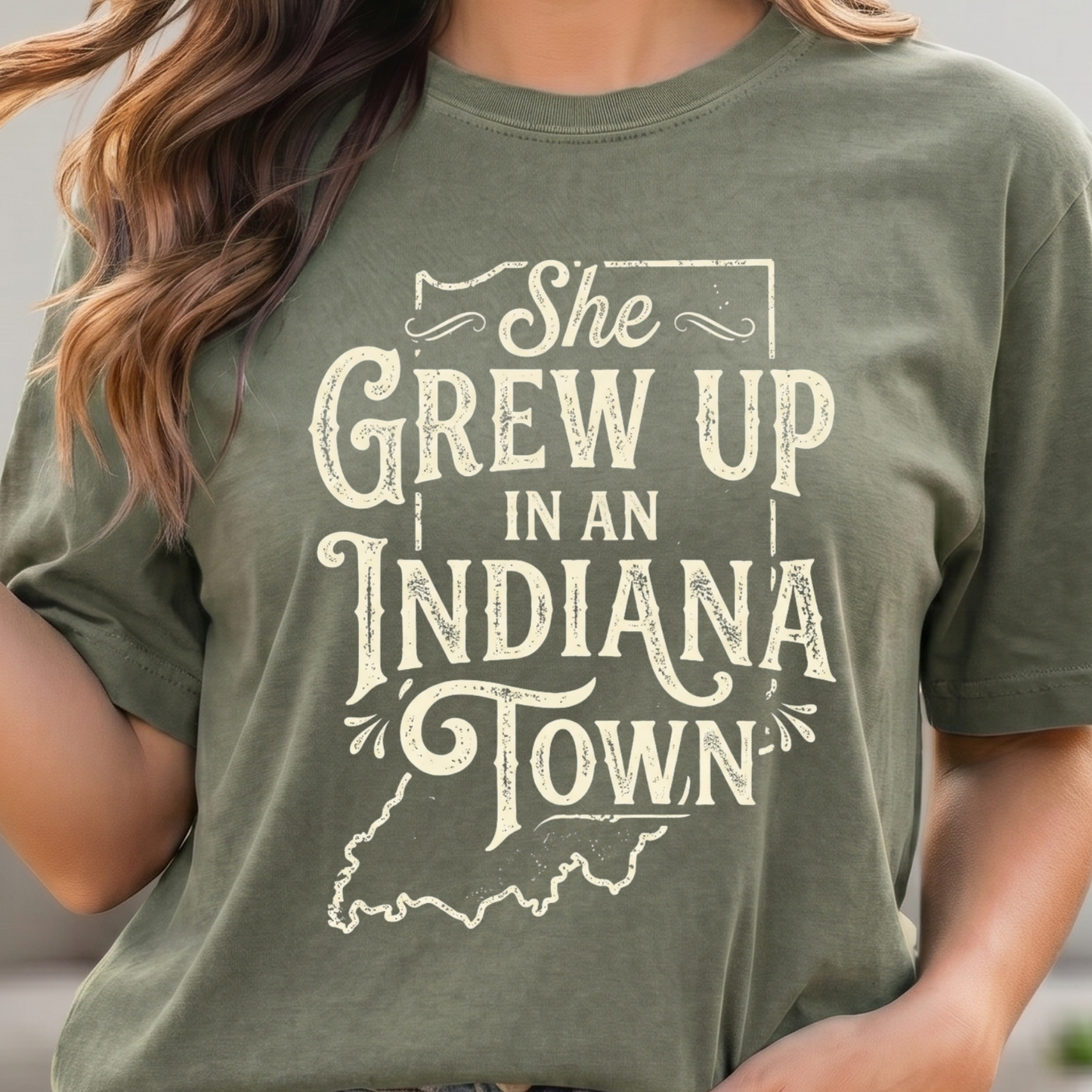 She Grew Up in an Indiana Town Shirt | Comfort Colors Midwest Tee
