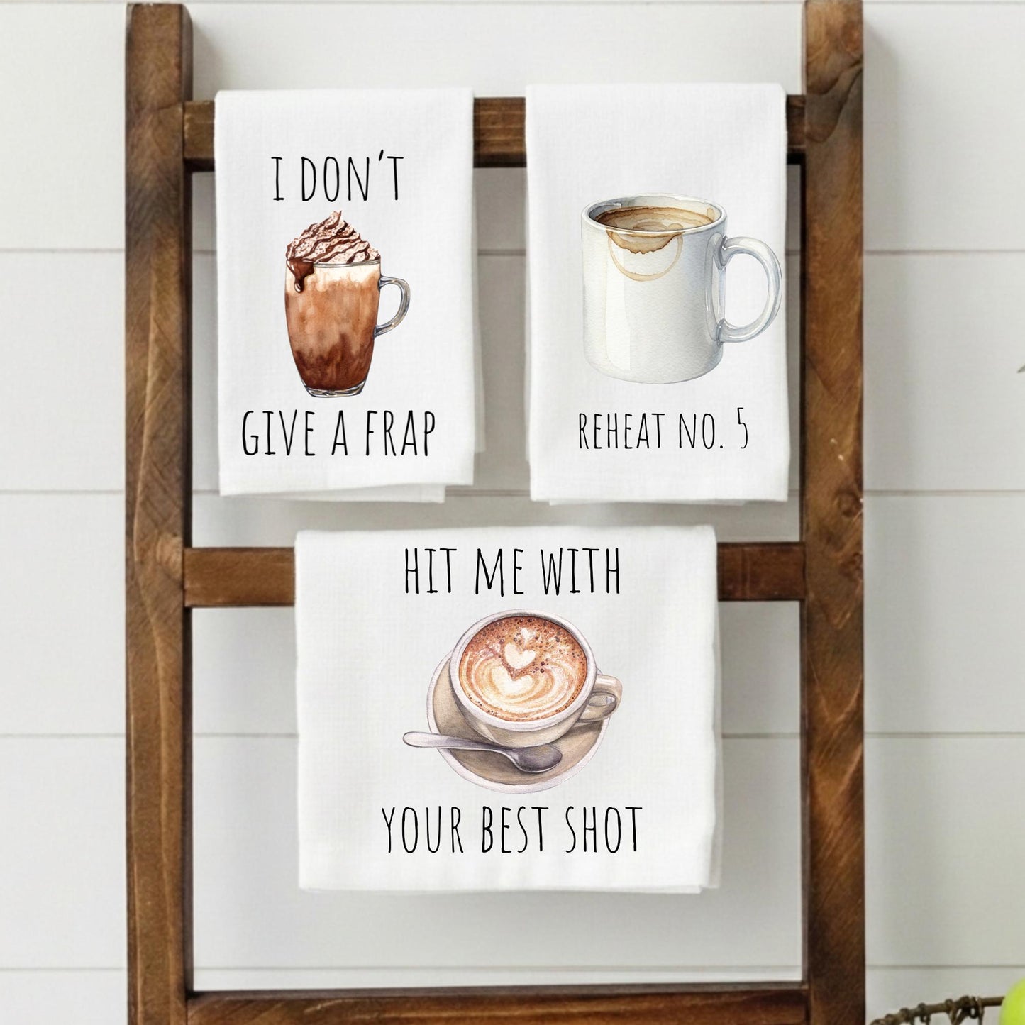 Coffee Kitchen Towel Set – Funny Coffee Towels – Flour Sack Towels – Coffee Lover Gift – Kitchen Gift Set – Set of 3