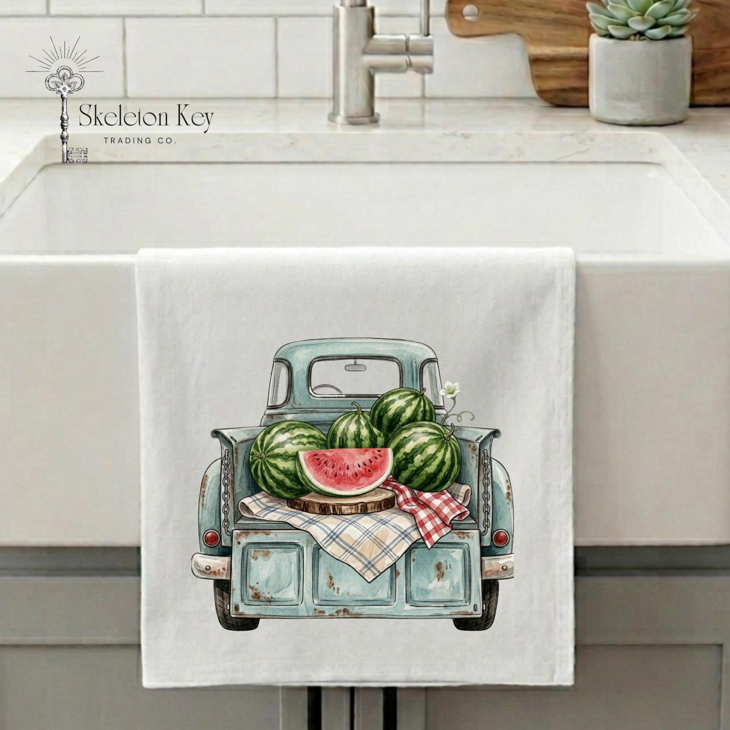 Vintage Watermelon Tea Towel | Blue Truck Summer Kitchen Decor
