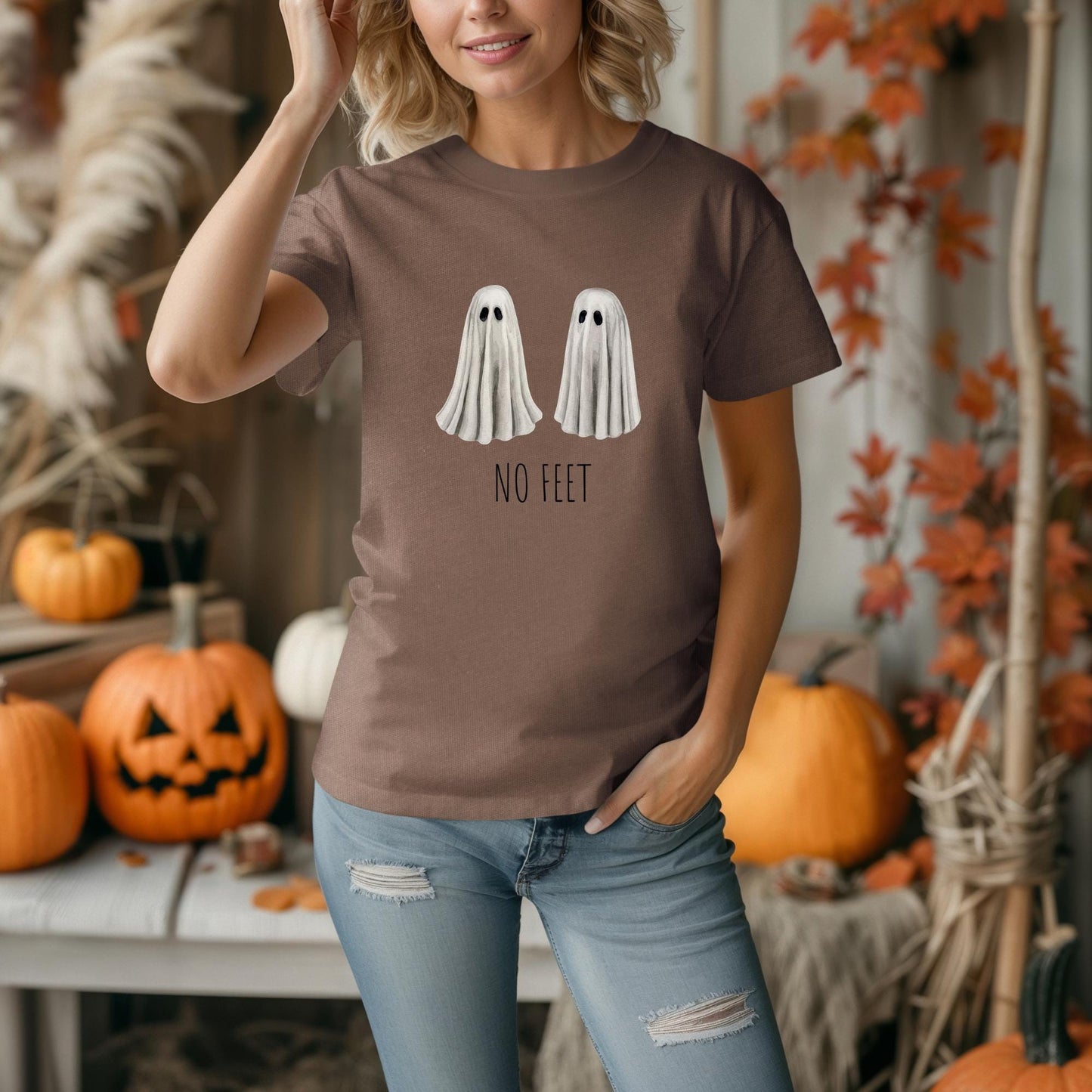 No Feet Ghost Halloween Shirt | Comfort Colors Spooky Season Tee