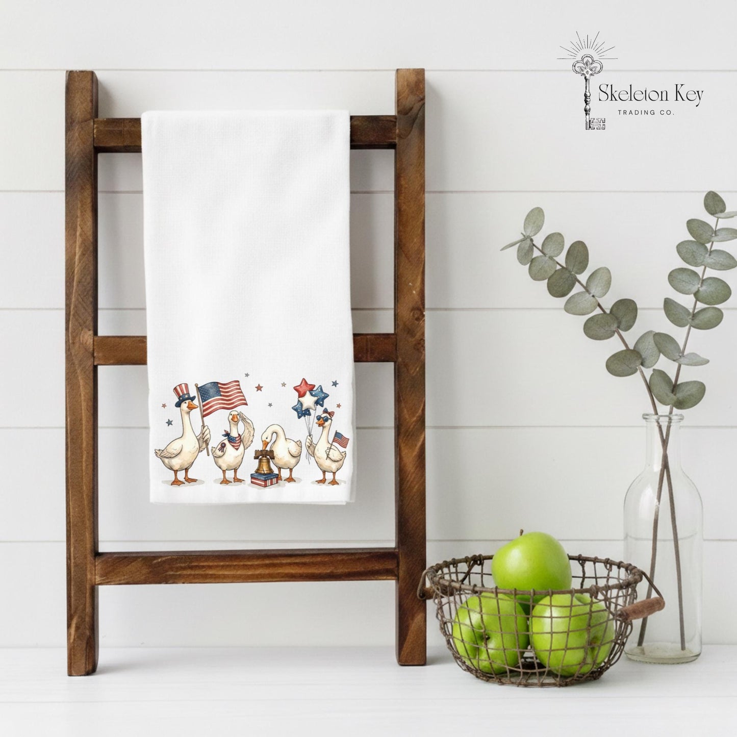 Patriotic Geese Tea Towel | Vintage Americana Kitchen Decor