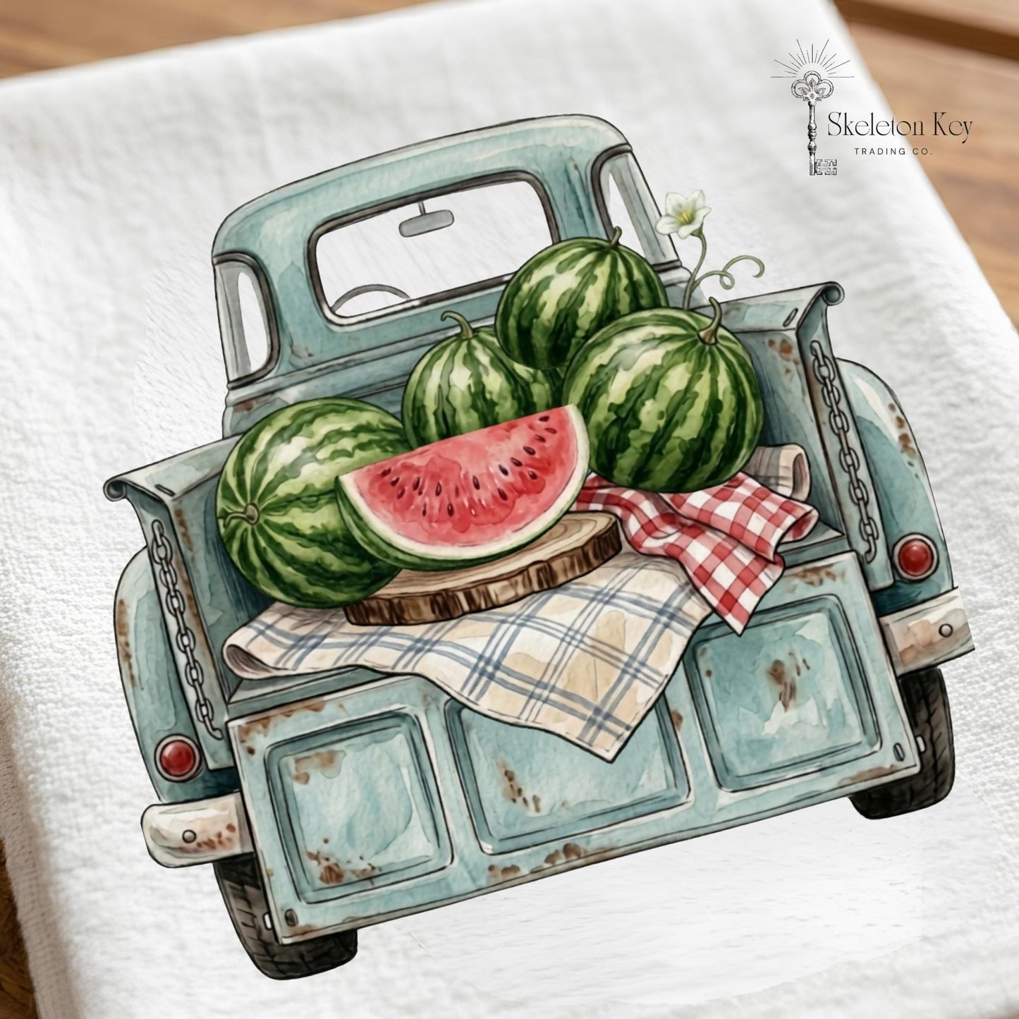 Vintage Watermelon Tea Towel | Blue Truck Summer Kitchen Decor