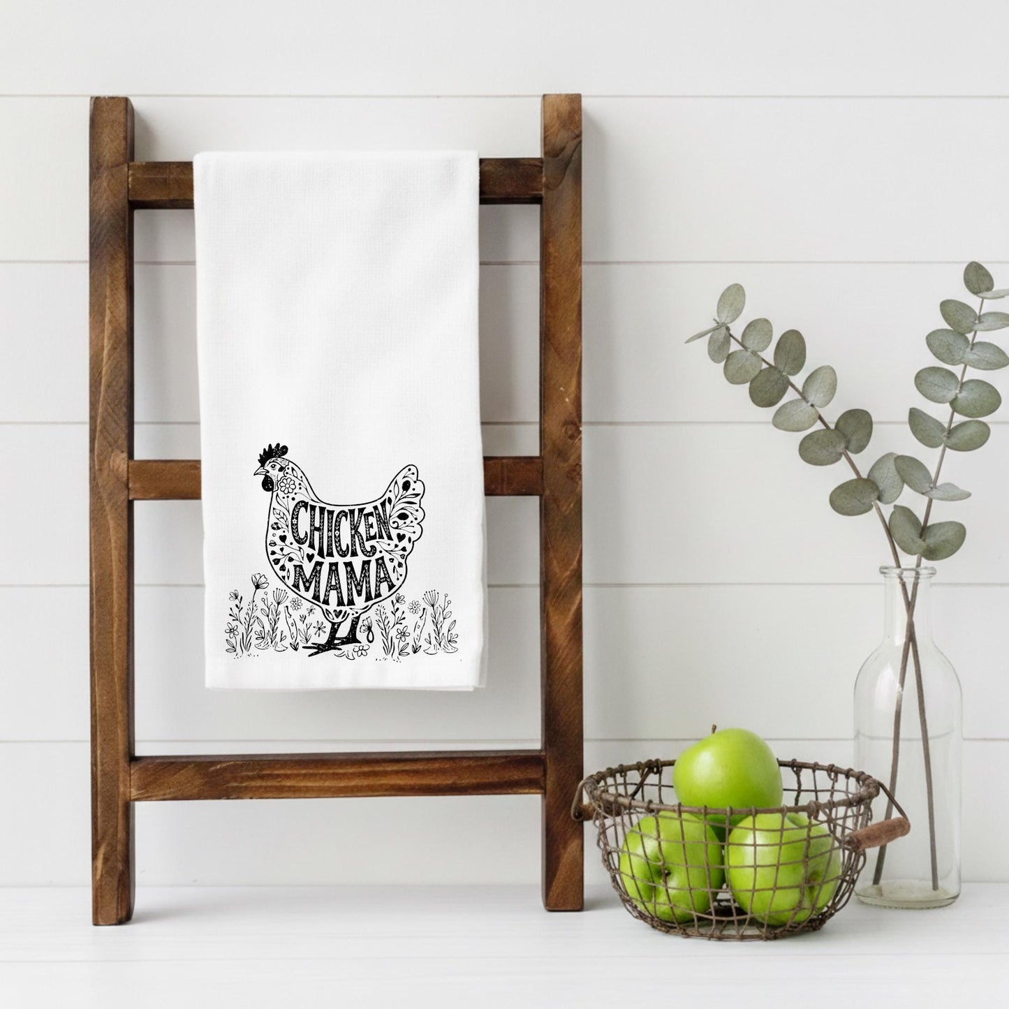 Chicken Mama Tea Towel - Homestead Kitchen Towel, Backyard Chickens Gift, Farmers Market Decor