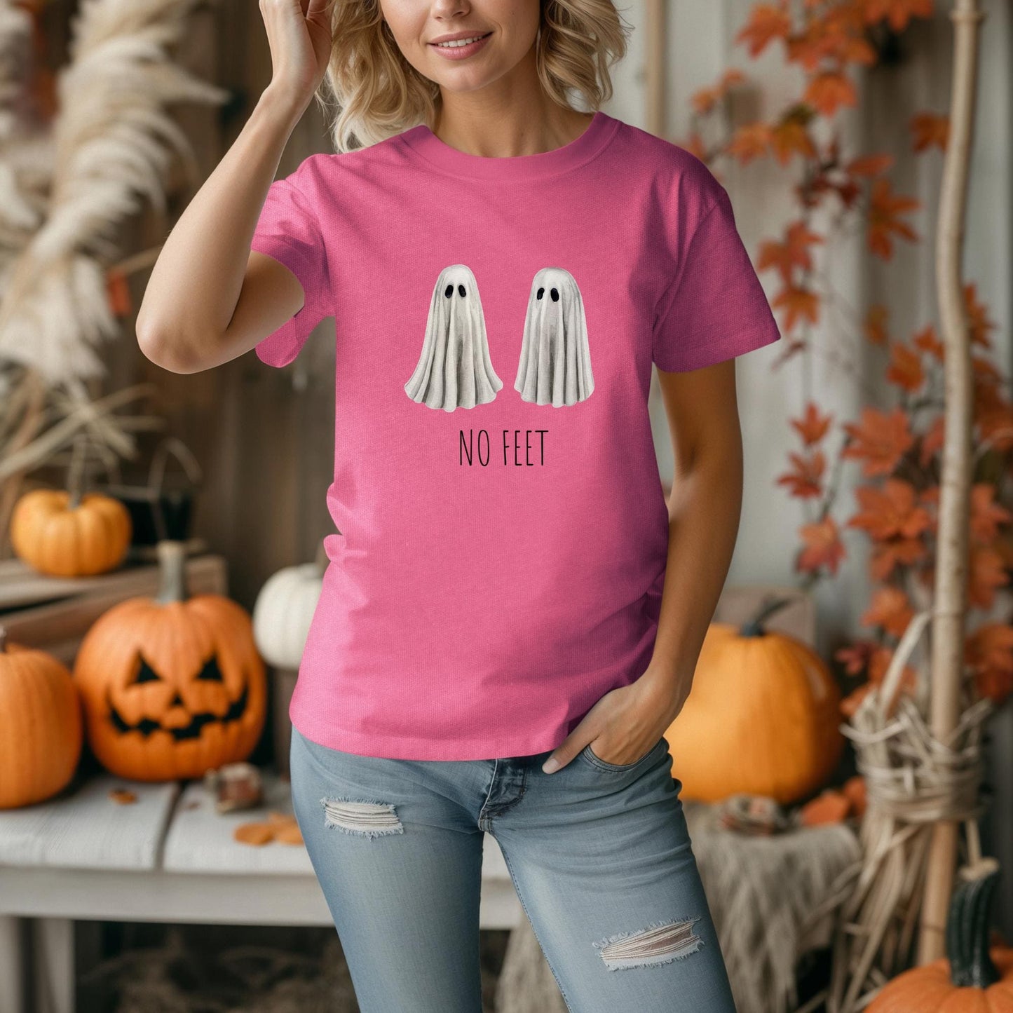 No Feet Ghost Halloween Shirt | Comfort Colors Spooky Season Tee