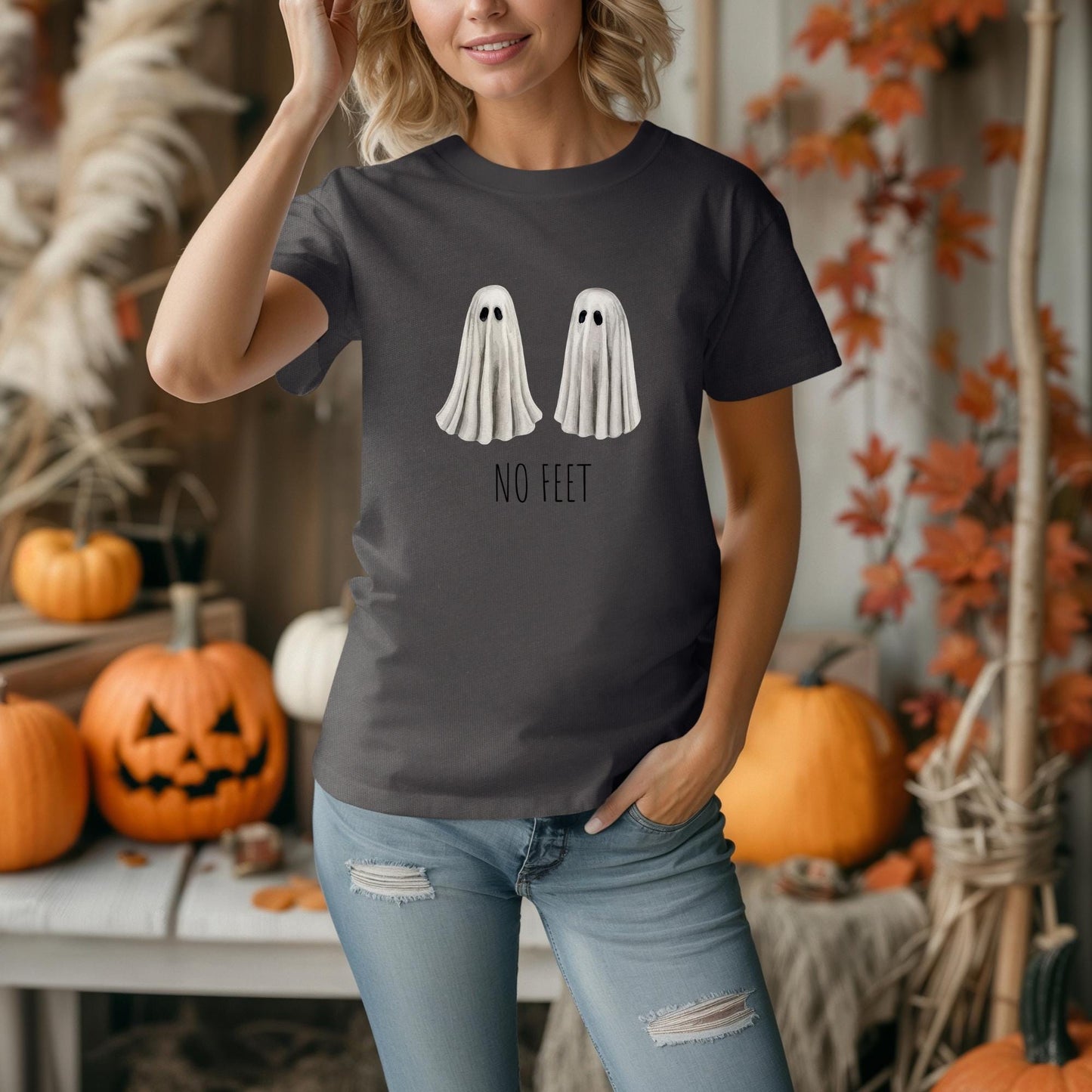 No Feet Ghost Halloween Shirt | Comfort Colors Spooky Season Tee